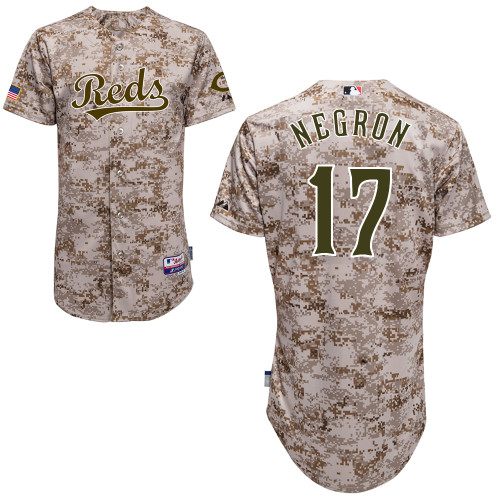 Kristopher Negron #17 Youth Baseball Jersey-Cincinnati Reds Authentic Camo Cool Base MLB Jersey